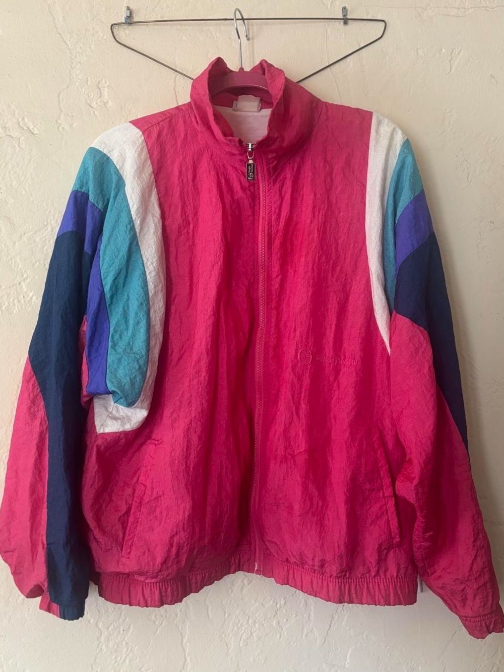 90s Sergio Tacchini Colorblock Windbreaker - Hot Pink, Teal & Navy